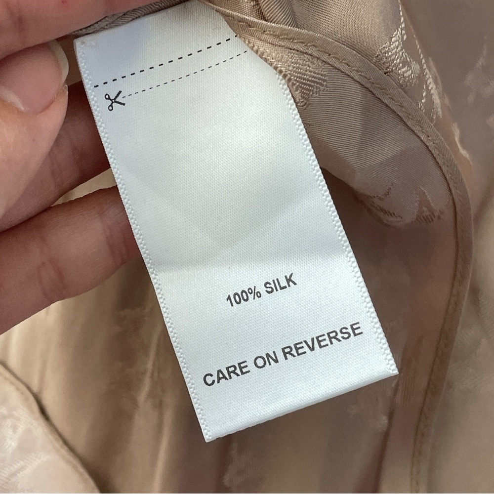 Billy Reid Blouse silk v neck printed sleeveless satin womens Tan (small) chic - Picture 4 of 6